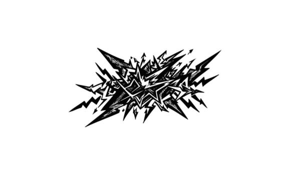 Abstract black and white graffiti art with sharp geometric shapes vector