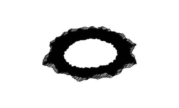Abstract circular black sketch with rough edges on white background vector