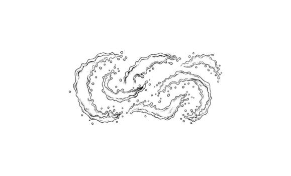 Abstract curved lines and dots swirling pattern on white background vector