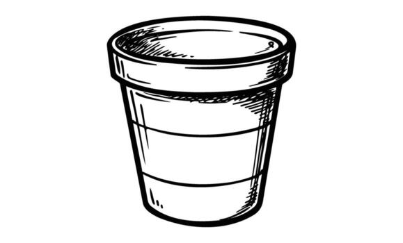 Hand drawnsketch of a simple empty cup with horizontal stripes vector
