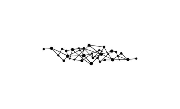 Abstract black geometric network of interconnected lines and dots vector
