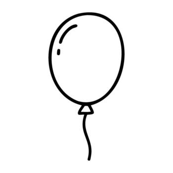 Simple outline of a floating balloon with a string vector