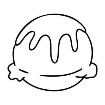 Outline of smiling ice cream cone with a drip on top vector