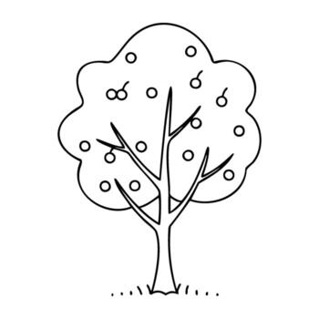 Simple outline drawing of an apple tree with minimalistic design vector
