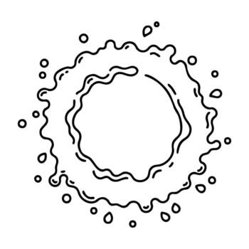 Hand-drawn ink splash with circular pattern and droplets vector