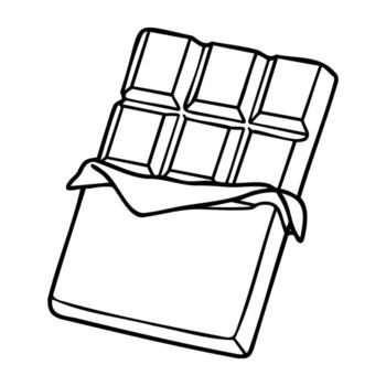 Outlined chocolate bar with wrapper partially opened vector