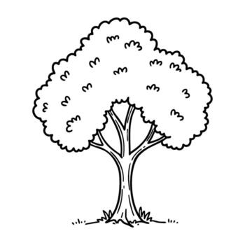 sencillo contorno de un lozano árbol con curvo ramas y frondoso pabellón vector