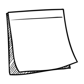 Simple sketch of blank notepad sheet with folded corner vector