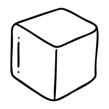 Simple outline drawing of a single ice cube vector