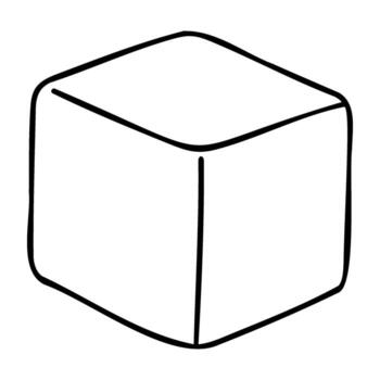 sencillo dibujado a mano línea Arte de un cubo con agudo bordes y minimalista estilo vector