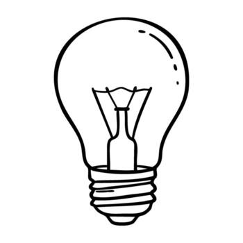 Simple line drawing of a light bulb with visible filament vector