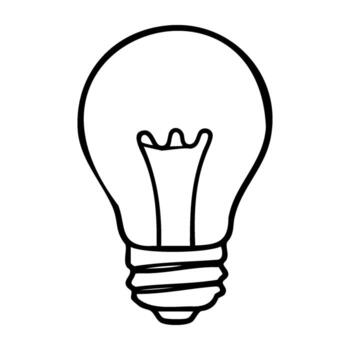 Hand-drawn light bulb sketch with simple outline and curved filament vector