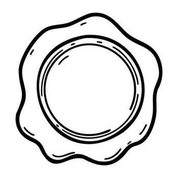 Circular wax seal design with scribbled outline vector
