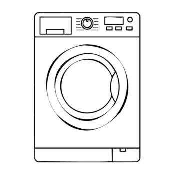 Line art of front-loading washing machine with control panel vector