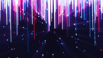 luminosa verticale leggero sentieri nel occhiali da sole di rosa e blu, formatura un energico e dinamico digitale flusso video