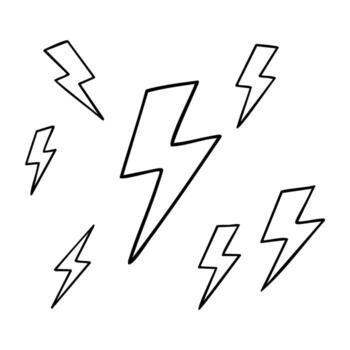 Hand-drawn lightning bolts exploding in dynamic arrangement vector