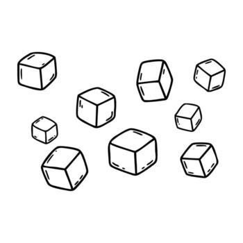 dibujado a mano 3d cubitos flotante en espacio vector