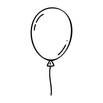 Simple line drawing of a single balloon with string vector
