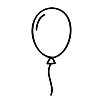 Simple outline of a balloon with string vector
