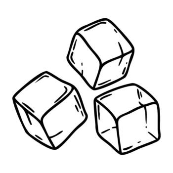 Hand-drawn sketch of three ice cubes with bold outlines vector