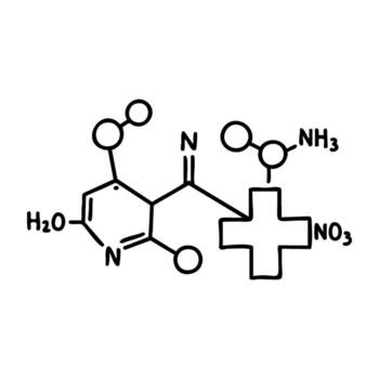 Chemical structure of a complex compound with nitrogen and hydroxyl groups vector