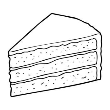 Simple line drawing of a three-layer cake slice vector