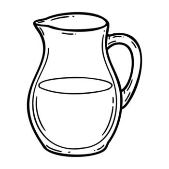 Hand-drawn water pitcher sketch with curved handle vector