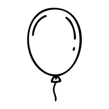 Simple line drawing of a balloon with string in black vector