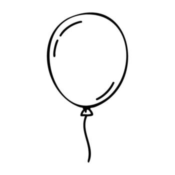 Simple outline drawing of a single balloon with string vector