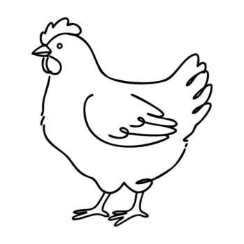 Simple line drawing of a chicken in profile view vector