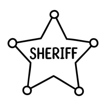 Sheriff badge outline with star shape and text vector