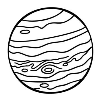 Simple line drawing of jupiter with swirling patterns vector