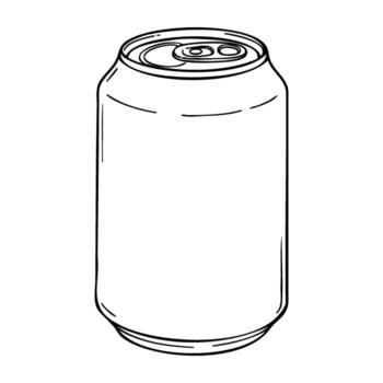 Outline drawing of a soda can with detailed top and simple design vector