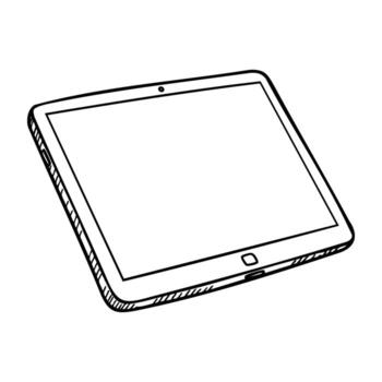 Hand-drawn tablet sketch with detailed lines and minimalist design vector
