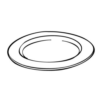 Minimalistic black line art of a simple empty plate design vector