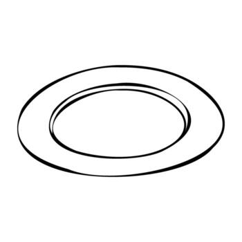 Minimalist line drawing of an empty plate with simple circular design vector