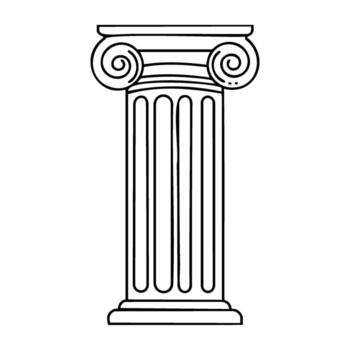 iónico griego columna contorno con rollos y estriado diseño vector