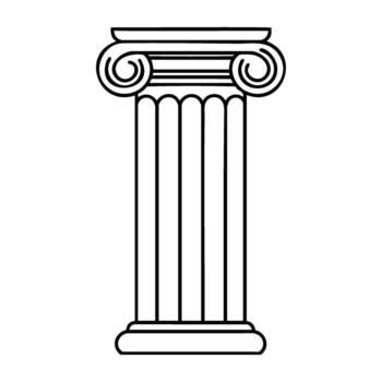 clásico iónico columna con rollos y estriado diseño vector