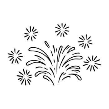 sencillo fuegos artificiales bosquejo con muy lleno patrones en negro vector