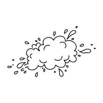 Cloud-like explosion with splashing droplets and lines vector