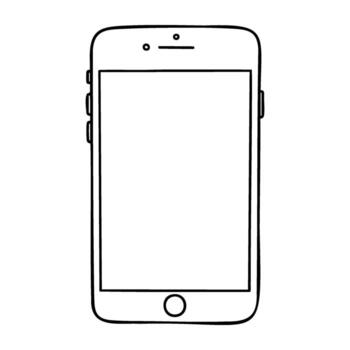 Simple outline drawing of a smartphone with visible screen and buttons vector