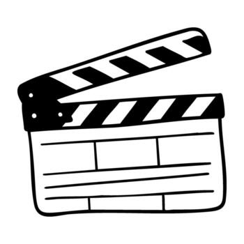 Simple clapperboard illustration with open slate and handle vector