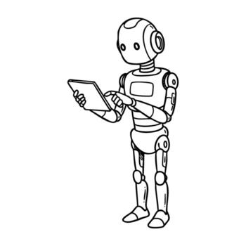 Robot using tablet device with touchscreen interface vector