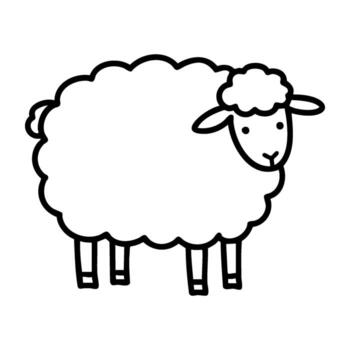Line art of a sheep with simple outline design vector
