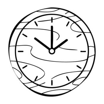 Abstract clock drawing with swirling patterns and minimalist design vector