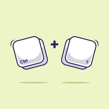 Keyboard combination hotkeys Ctrl T icon or symbol for fast typing tools technology isolated. Work efficient innovation on computer technology vector