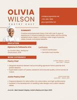 Teracotta Minimalist Pastry Chef Resume template