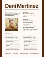 Brown clean interior designer resume template