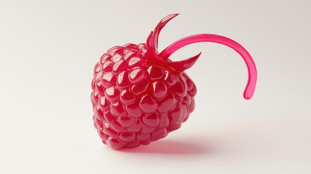 3D rendered raspberry on white photo