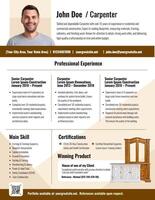 Modern Brown Carpenter Resume for Portfolio Design Templatr template